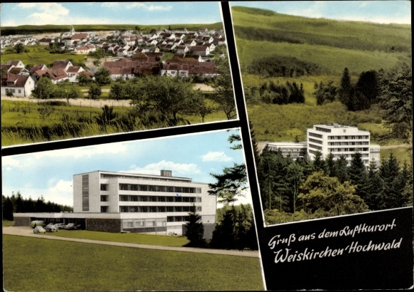 Postcard Weiskirchen im Saarland, Hochwald, building view, panorama