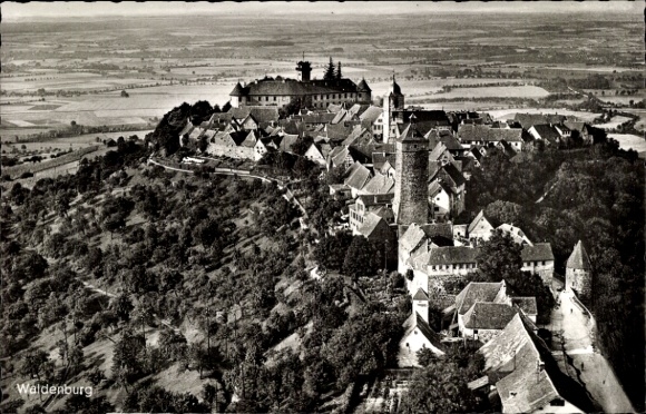 Postcard Waldenburg in Saxony, aerial photograph