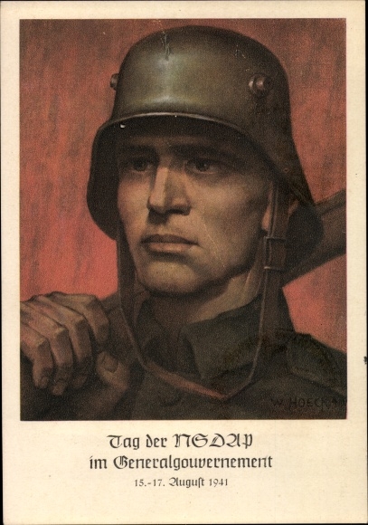 Artist PC Hoeck, W., Kraków, Day of the NSDAP in the General Government 1941, Wehrmacht soldier