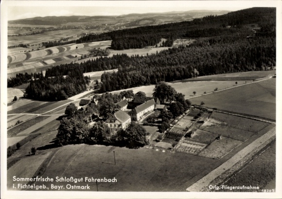 Postcard Fahrenbach Tröstau in the Fichtelgebirge, aerial photograph
