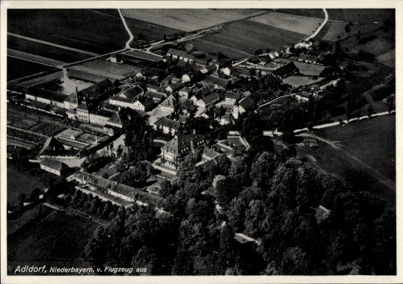 Postcard Adldorf Eichendorf in Lower Bavaria, aerial photograph, Lower Bavaria, buildings, landscape