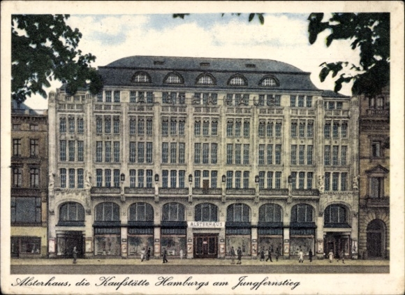 Postcard Hamburg Mitte Neustadt, Jungfernstieg, Alsterhaus