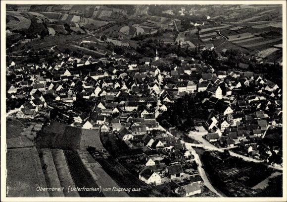 Postcard Obernbreit in Lower Franconia, aerial photograph