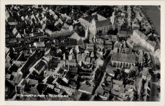Postcard Kitzingen am Main Lower Franconia, aerial view of the city