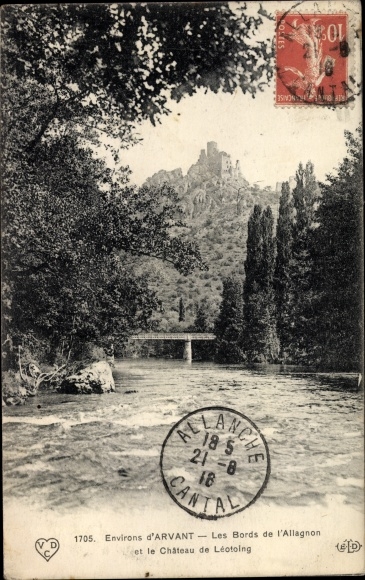 Postcard Tournemire Cantal, Les Bords de l&#39;Allagnon et le Chateau de Leotoing