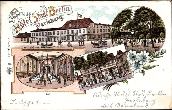 Chromo-Litho Perleberg in the Prignitz, Hotel Stadt Berlin, interior view