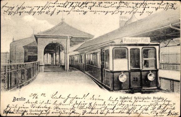Ak Berlin Kreuzberg, Bahnhof Schlesische Brücke