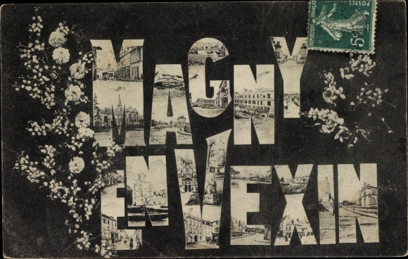 Letters Postcard Magny and Vexin Val-d'Oise, souvenir, flowers
