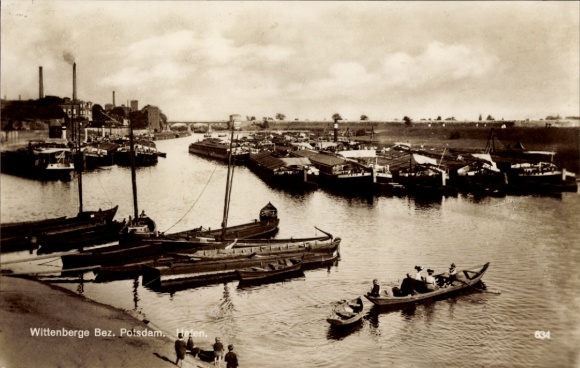 Postcard Wittenberge on the Elbe Prignitz, harbor