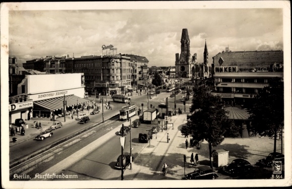Ak Berlin Charlottenburg, Bahnhof Zoo,  Kurfürstendamm, Straßenansicht,  Gebäude, Straßenbahn