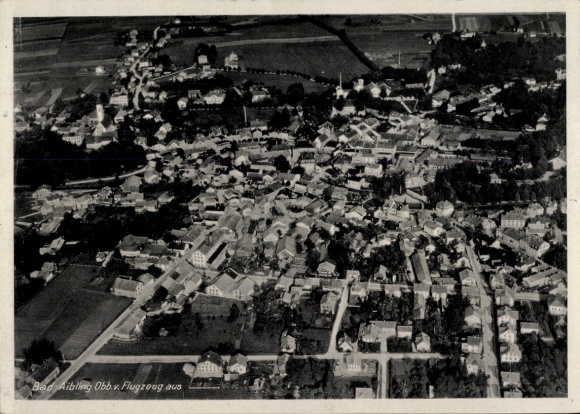 Postcard Bad Aibling in Upper Bavaria, aerial photograph