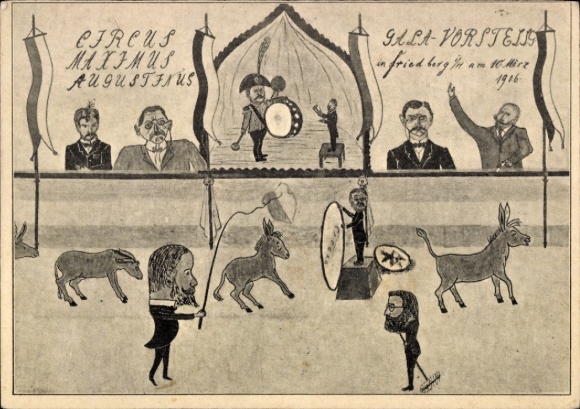Studentika Postcard Circus Maximus Augustinus, Friedberg Hesse, March 10, 1906