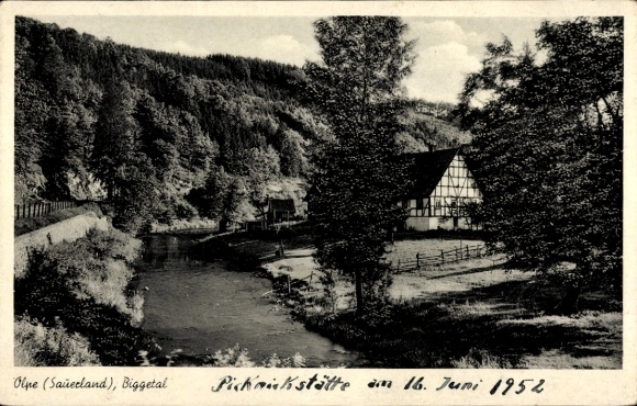 Ak Olpe in Sauerland Westfalen, Biggetal, vakwerkhuis