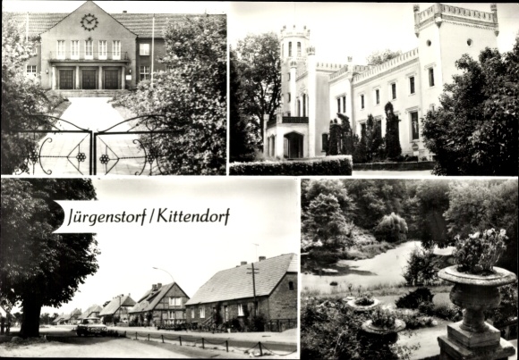 Postcard Jürgenstorf Jürgensdorf Kittendorf in Mecklenburg, building, villa, street, garden
