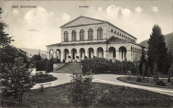 Postcard Bad Brückenau in Sinntal, Lower Franconia, Kursaal, historical architecture, gardens, no...