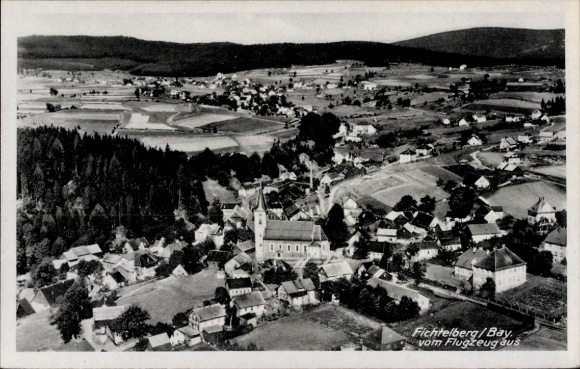 Postcard Fichtelberg in the Fichtelgebirge Upper Franconia, aerial photograph