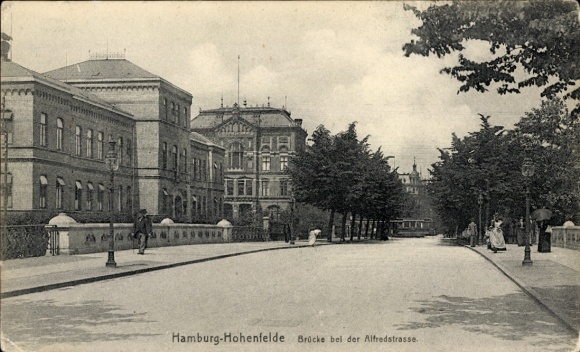 Postcard Hamburg Hohenfelde, bridge at Alfredstraße