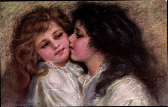 Artist PC Borrmeister, R., sisters, girl portrait