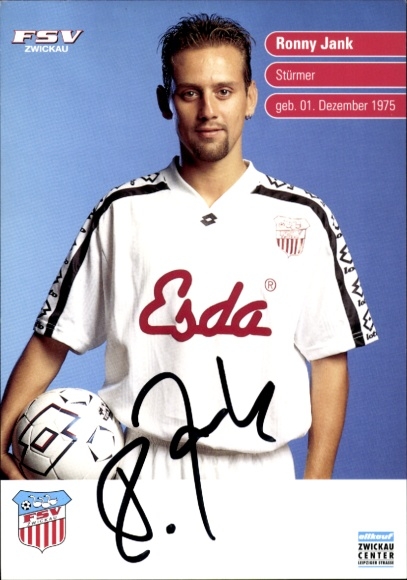 Autogrammkarte Fußballer Ronny Jank, FSV Zwickau, Autogramm
