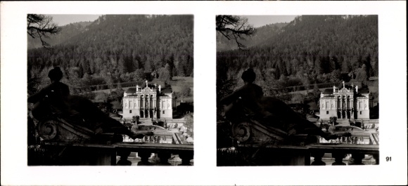 Stereo Raumbild Foto "Traditionsgau München Oberbayern" Nr. 91 Ettal, Schloss Linderhof