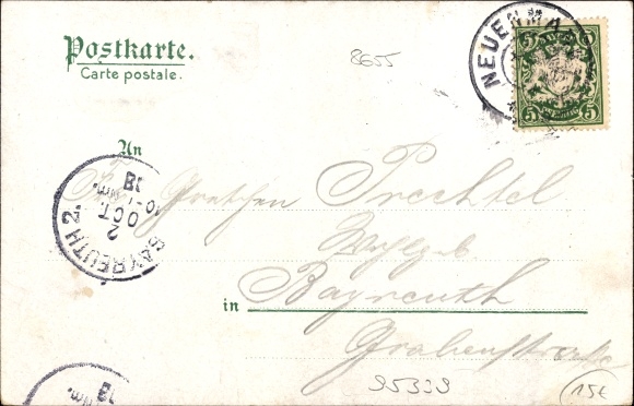 Chromo-Litho Wirsberg in the Franconian Forest Bavaria, total view of the village