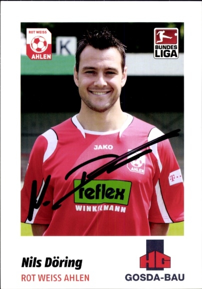 Autogrammkarte Fußballer Nils Döring, Rot Weiss Ahlen, Autogramm