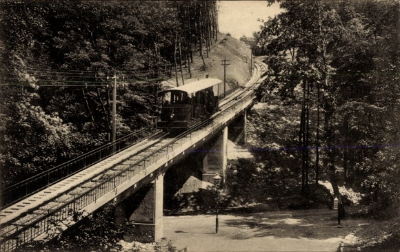 Ak Heidelberg am Neckar, elektrische Bahn zum Königstuhl, Viadukt bei der Molkenkur