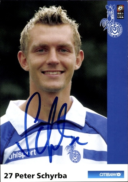 Autogrammkarte Fußballer Peter Schyrba, MSV Duisburg, Autogramm