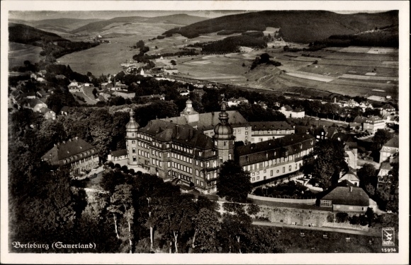 PC Bad Berleburg North Rhine-Westphalia, view of the town, castle, aerial photo