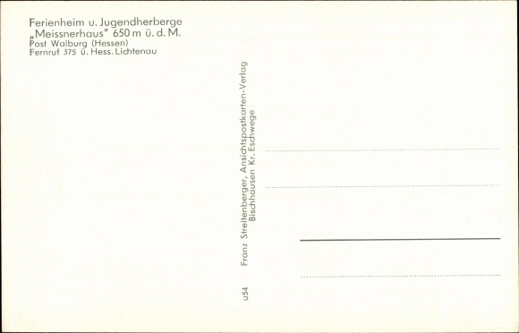 Postcard Walburg Hessisch Lichtenau in Hesse, holiday home youth hostel Meissnerhaus