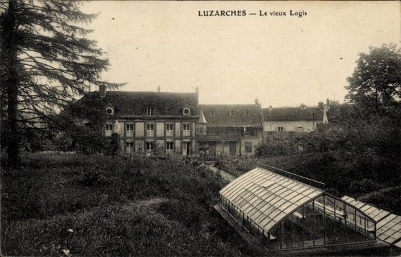 Ak Luzarches Val d’Oise, Historisches Gebäude, Gewächshaus, Grüne Umgebung, Alter Stil