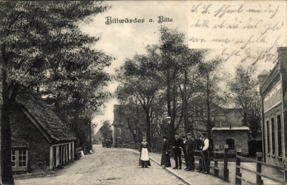 Ansichtkaart Hamburg Bergedorf Billwerder Billwärder, straatgedeelte, bewoners