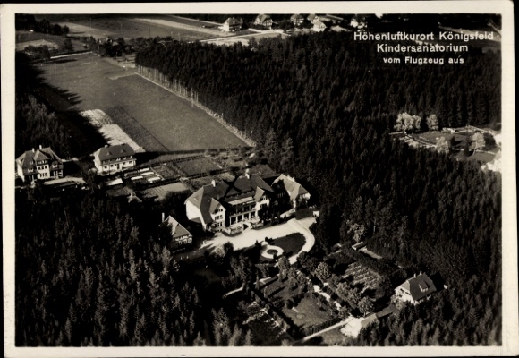 Postcard Königsfeld im Schwarzwald Baden, children's sanatorium, aerial photograph