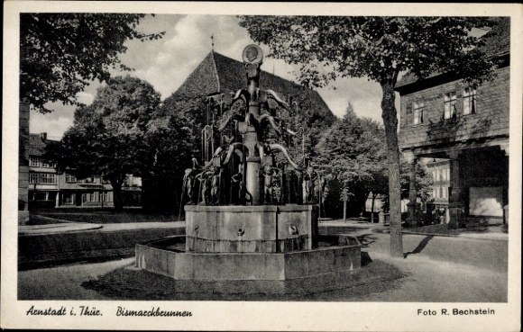 Ak Arnstadt in Thüringen, Bismarckbrunnen