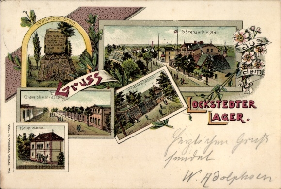 Litho Lockstedt Kreis Steinburg, Lockstedter Lager, Sörensens Hotel, Offizierskasino, Gravelottestr.