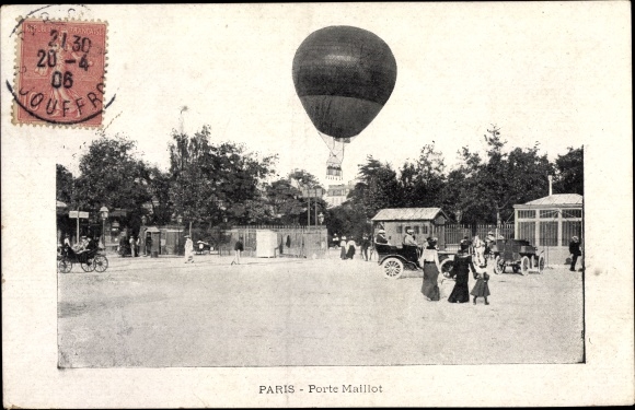 Ansichtkaart Paris XVII., Aérodrome de la Porte Maillot, ballon