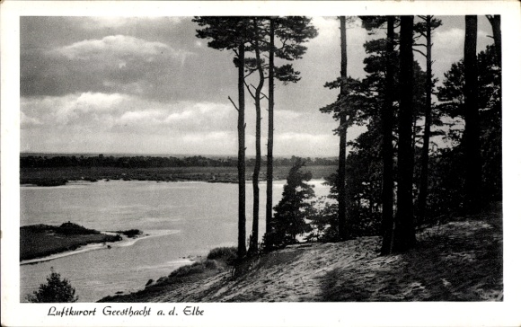 Postcard Geesthacht on the Elbe, panorama