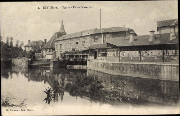 Postcard Ezy Eure, Church, Factory Marshal