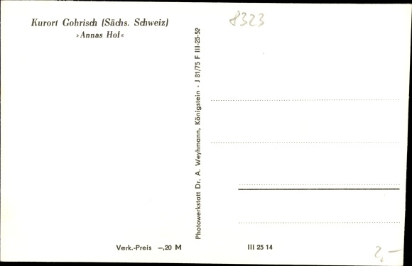 Postcard Gohrisch Saxon Switzerland, Annas Hof