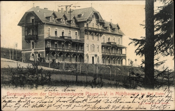 Postcard Mühlhausen Bad Elster Vogtland, convalescent home of the local health insurance company Plauen