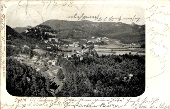 Ak Oybin in der Oberlausitz, Landschaftsaufnahme,  Berge, Wälder, 