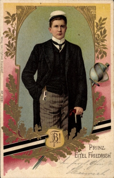 Studentika Chromo-Litho Eitel Friedrich Prince of Prussia, portrait as a student