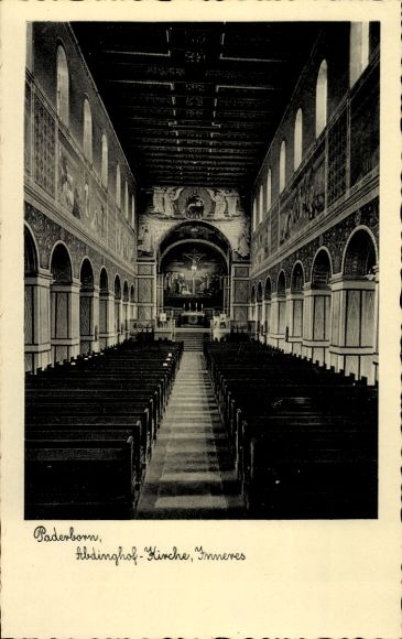 Postcard Paderborn in Westphalia, Abdinghof Church, interior