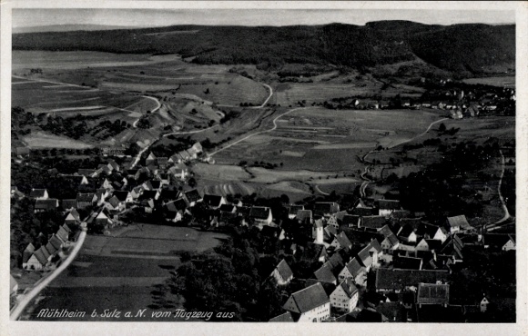 Ak Mühlheim Sulz am Neckar, Fliegeraufnahme, Panorama vom Ort