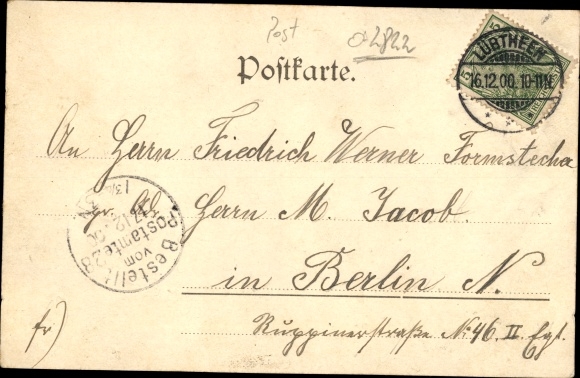 Postcard Lübtheen in Mecklenburg, factory of plaster figures, post office, seminar