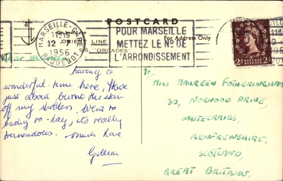 Ak stoomboot RMS Orcades van de Orient Line op zee