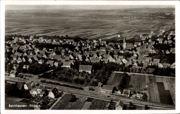 Postcard Bernhausen Filderstadt Baden Württemberg, aerial photograph