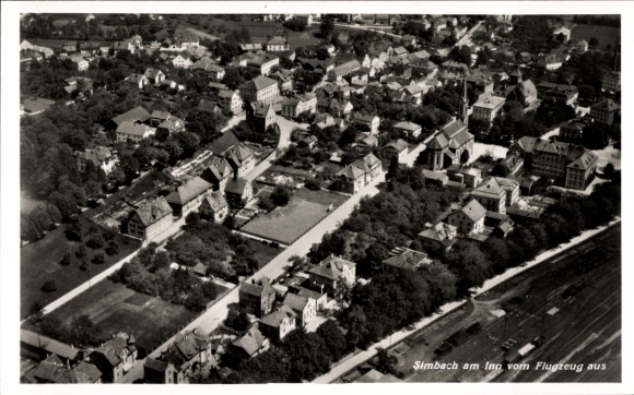 Postcard Simbach am Inn Lower Bavaria, aerial photograph