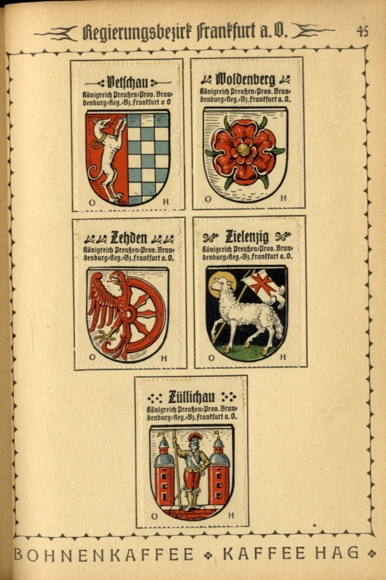 German coat of arms, Potsdam, Frankfurt/Oder, collection picture album of the coffee HAG, Bremen 1929