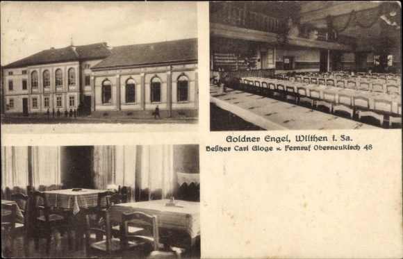 Ak Wilthen in der Oberlausitz, Goldner Engel, Restaurant, Esssaal, Innenansicht
